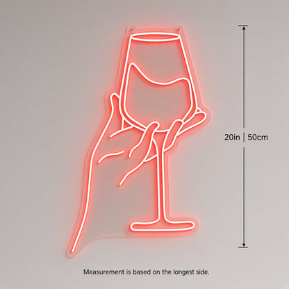 Hand Holding Wine Glass LED Neon Sign
