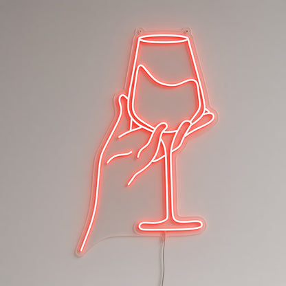 Hand Holding Wine Glass LED Neon Sign