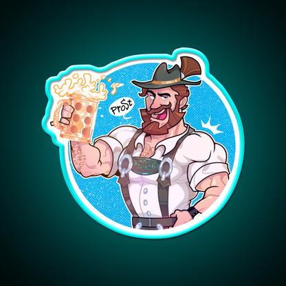 Octoberfest Bavarian Bear Man With Beer Mug Bar Decor Led Neon Sign Rgb Color - Size and dimension reference