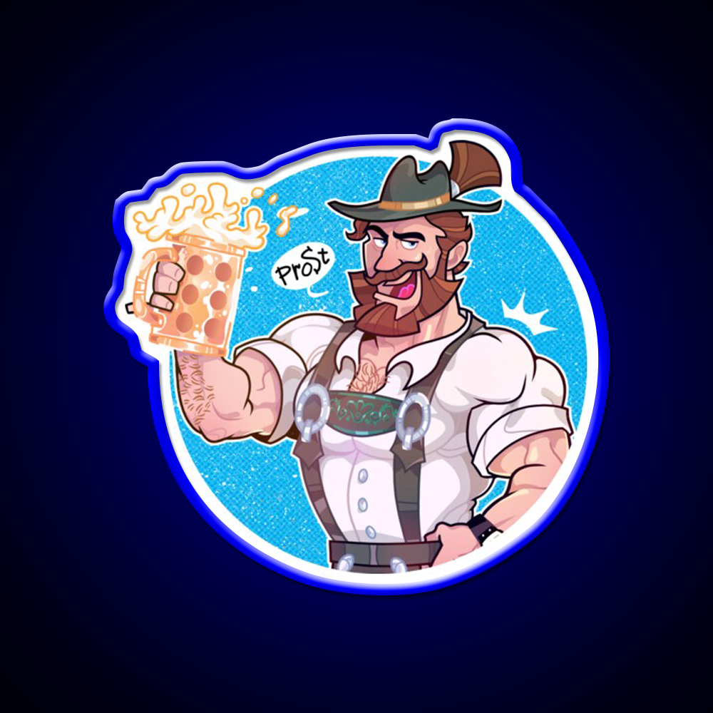 Octoberfest Bavarian Bear Man With Beer Mug Bar Decor Led Neon Sign Rgb Color - LED neon sign view 5