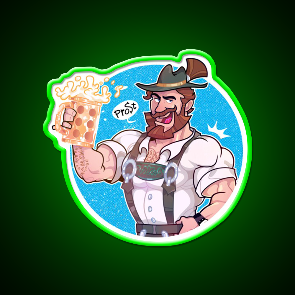 Octoberfest Bavarian Bear Man With Beer Mug Bar Decor Led Neon Sign Rgb Color - LED neon sign view 8