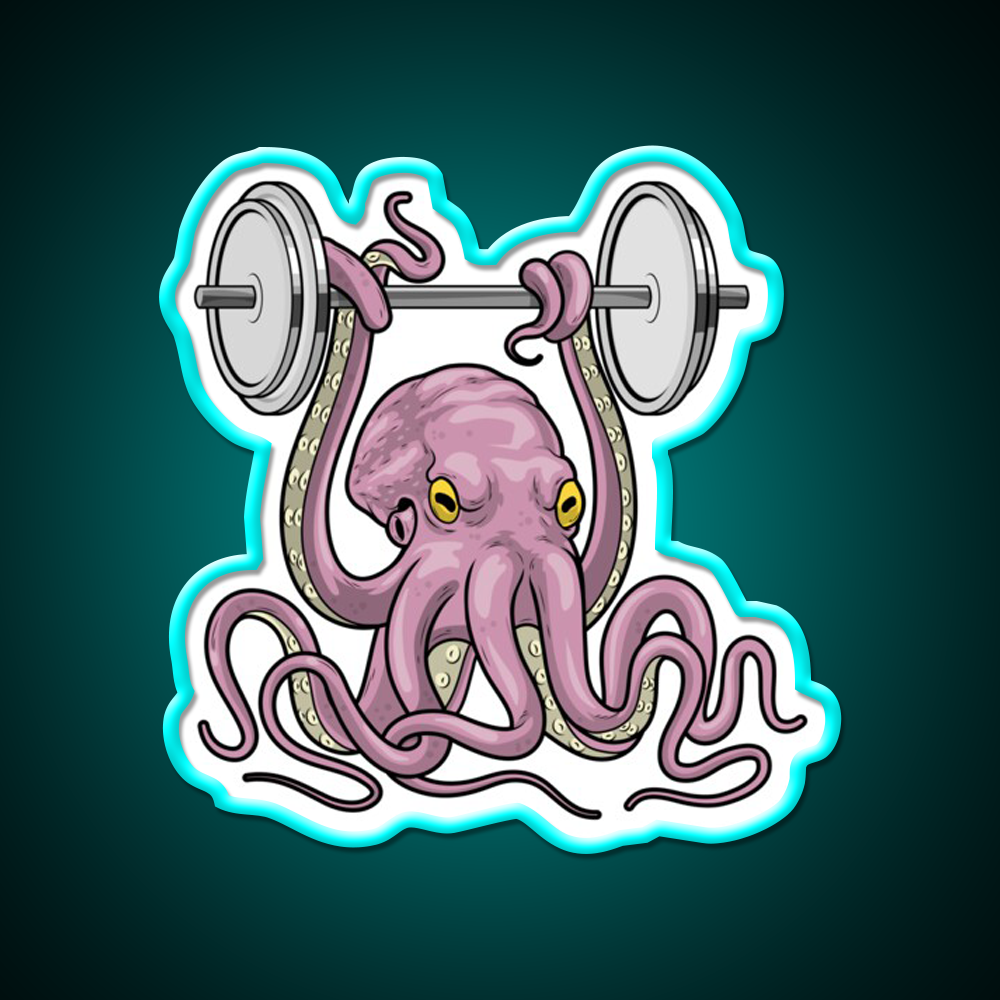 Octopus Bodybuilder Dumbbell Bodybuilding Gym Fitness Led Neon Sign Rgb Color