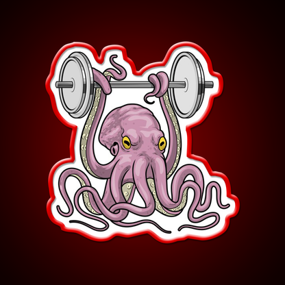 Octopus Bodybuilder Dumbbell Bodybuilding Gym Fitness Led Neon Sign Rgb Color