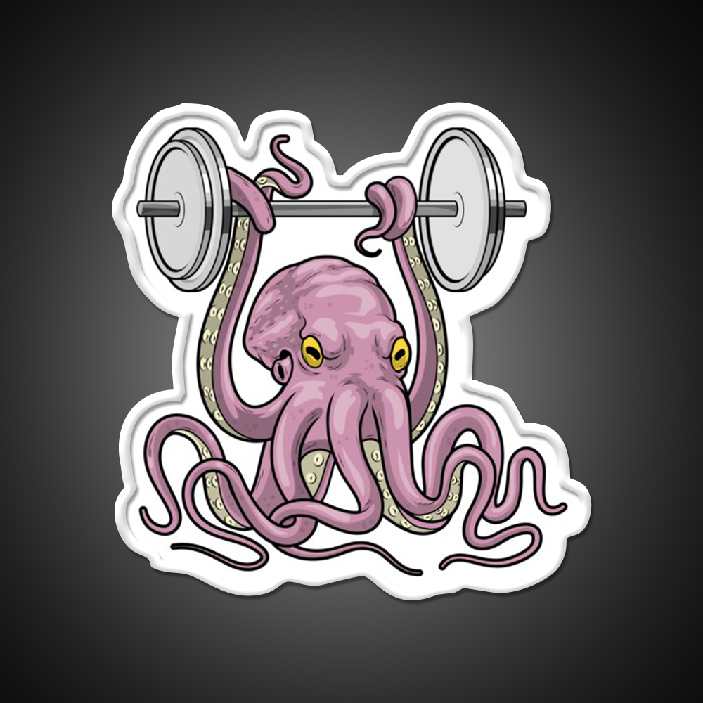 Octopus Bodybuilder Dumbbell Bodybuilding Gym Fitness Led Neon Sign Rgb Color