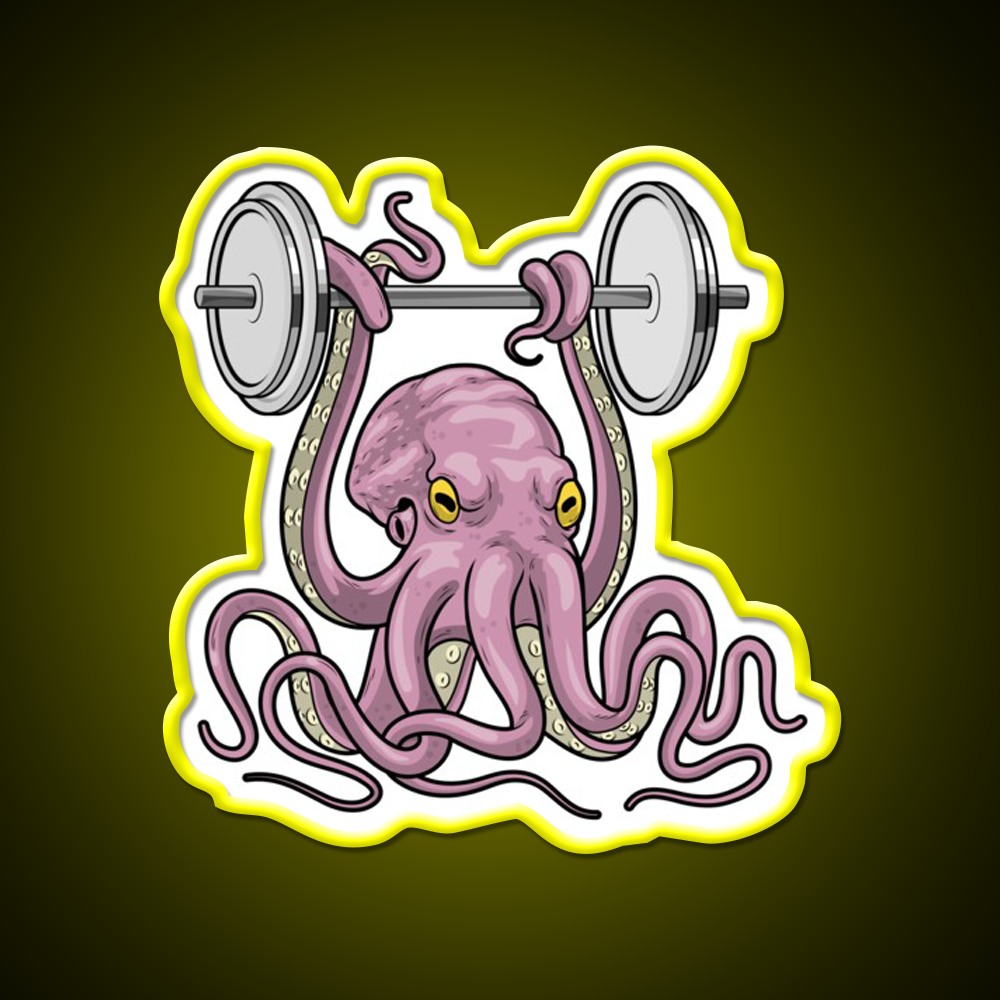 Octopus Bodybuilder Dumbbell Bodybuilding Gym Fitness Led Neon Sign Rgb Color