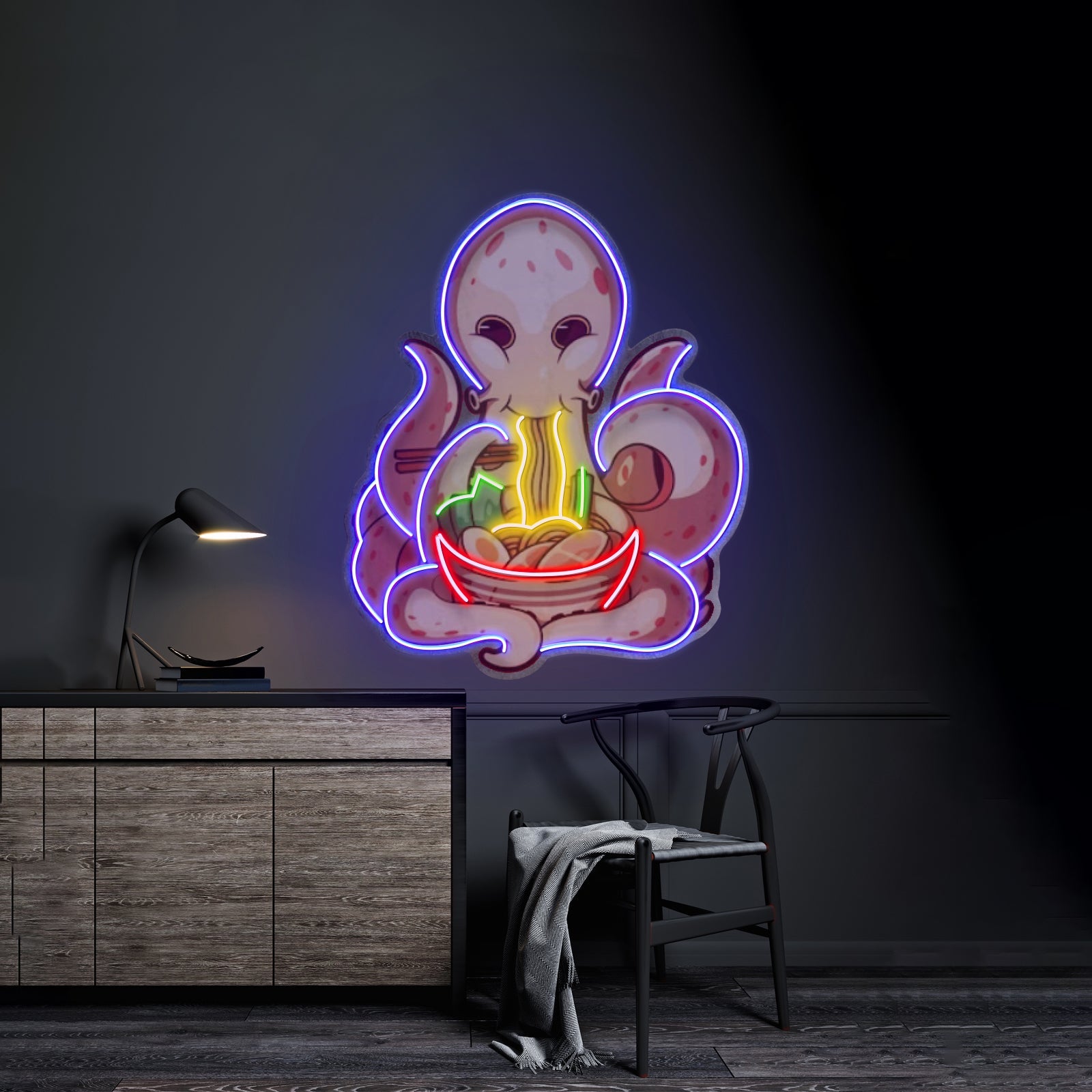 Octopus Eating Ramen Led Neon Sign Light Custom Led Signs - Shineneon