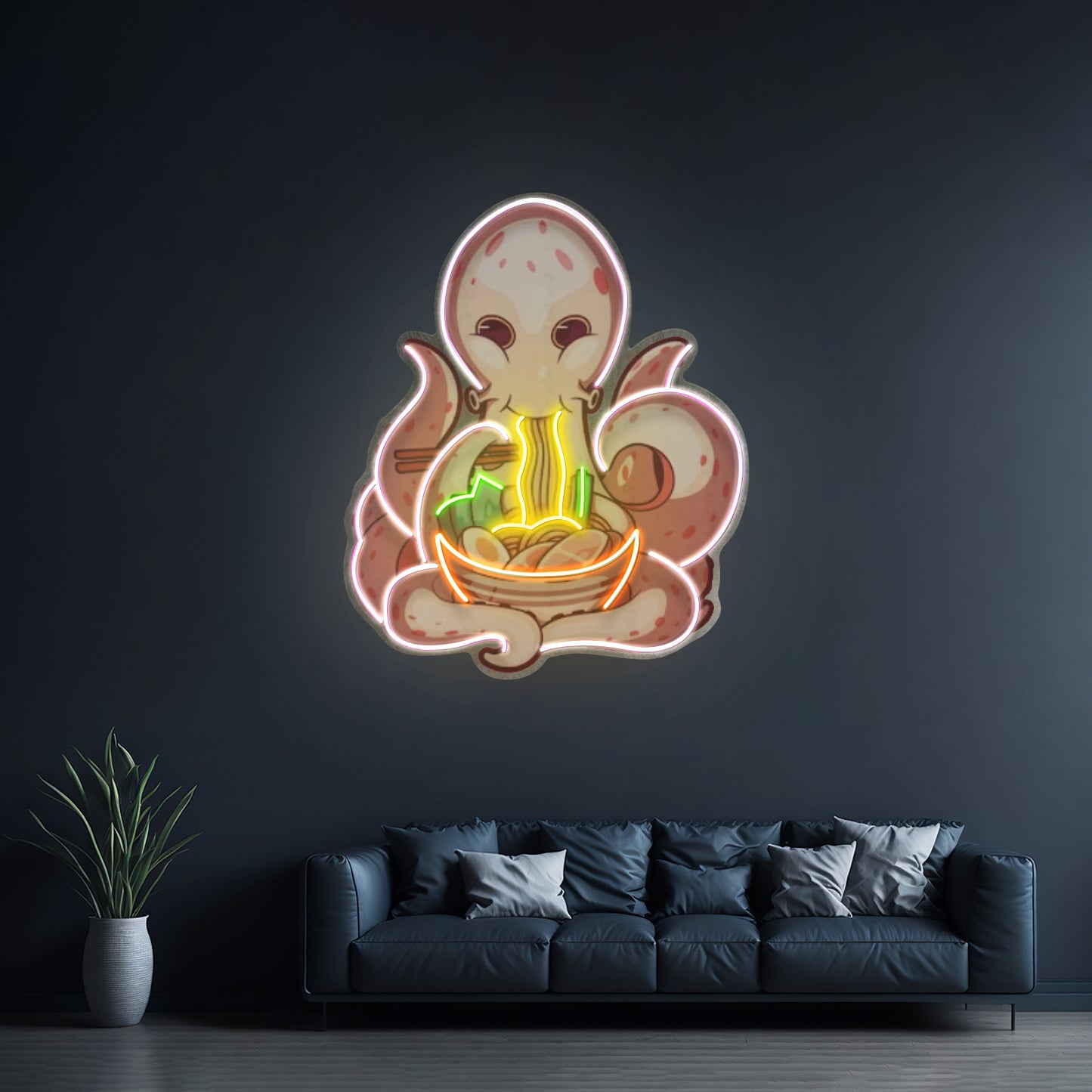 Octopus Eating Ramen Led Neon Sign Light Custom Led Signs