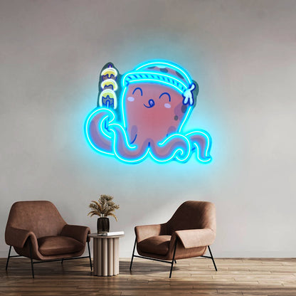 Octopus Neon Acrylic Artwork