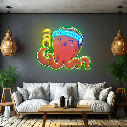 Octopus Neon Acrylic Artwork