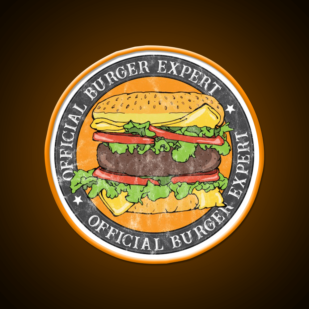Official Burger Expert Logo Fast Food Led Neon Sign For Burger Place Rgb Color - Shineneon
