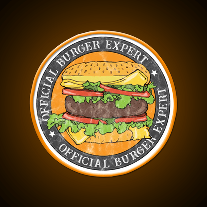 Official Burger Expert Logo Fast Food Led Neon Sign For Burger Place Rgb Color - Shineneon