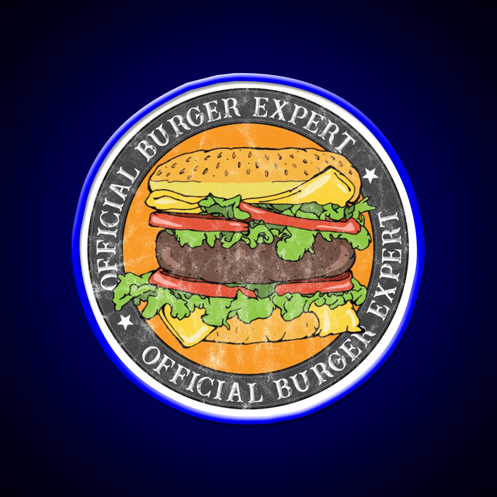 Official Burger Expert Logo Fast Food Led Neon Sign For Burger Place Rgb Color - Shineneon
