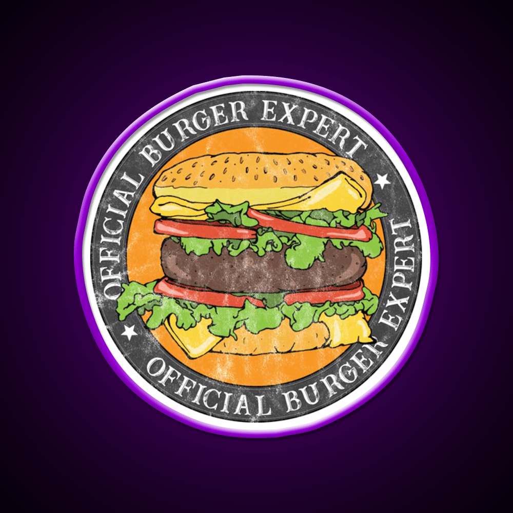 Official Burger Expert Logo Fast Food Led Neon Sign For Burger Place Rgb Color - Shineneon