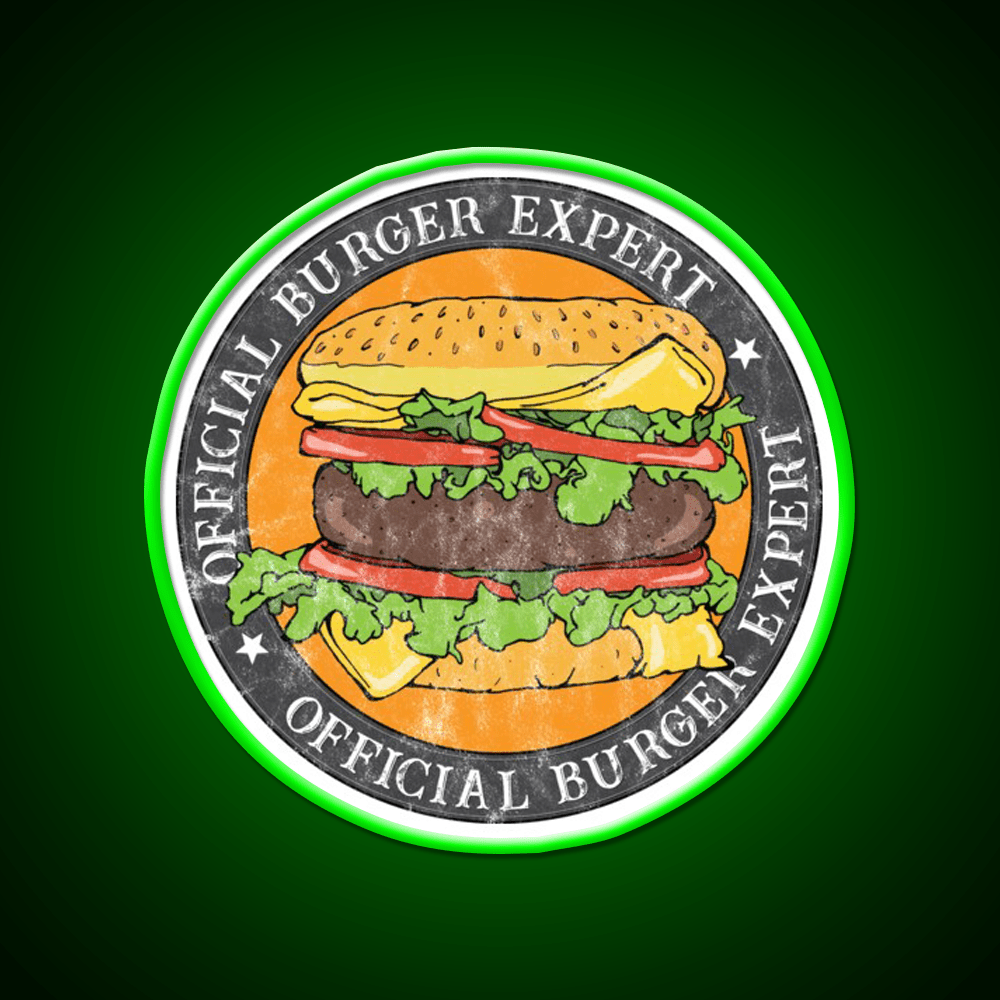 Official Burger Expert Logo Fast Food Led Neon Sign For Burger Place Rgb Color - Shineneon