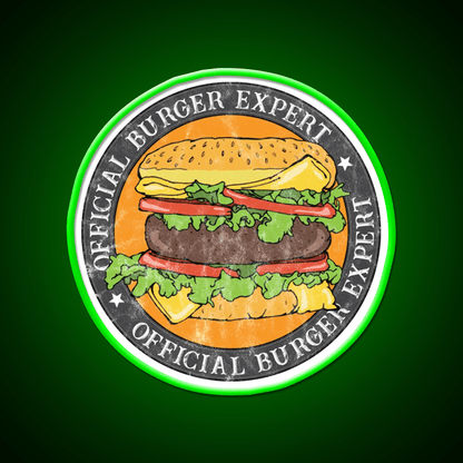Official Burger Expert Logo Fast Food Led Neon Sign For Burger Place Rgb Color - Shineneon