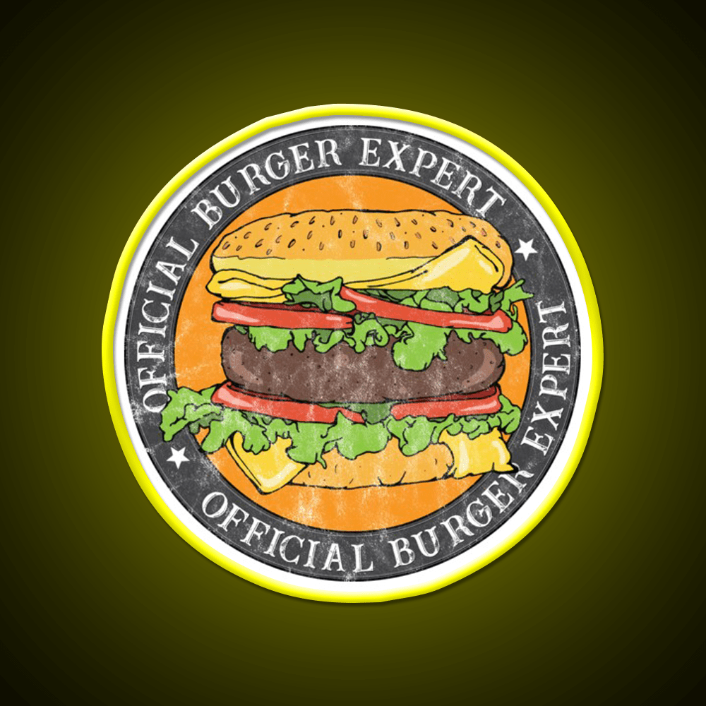 Official Burger Expert Logo Fast Food Led Neon Sign For Burger Place Rgb Color - Shineneon