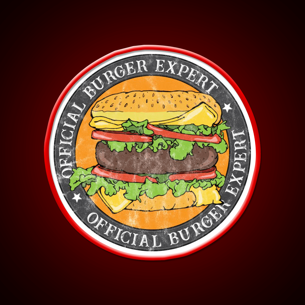 Official Burger Expert Logo Fast Food Led Neon Sign For Burger Place Rgb Color - Shineneon