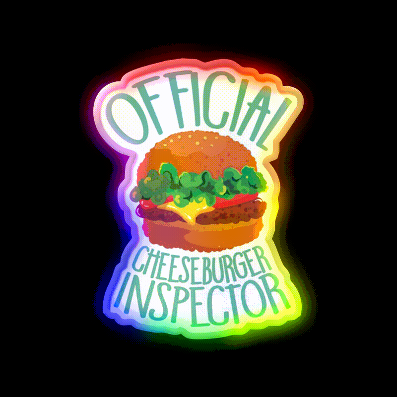 Official Cheeseburger Inspector Fast Food Led Neon Sign For Burger Place Rgb Color - LED neon sign close-up detail