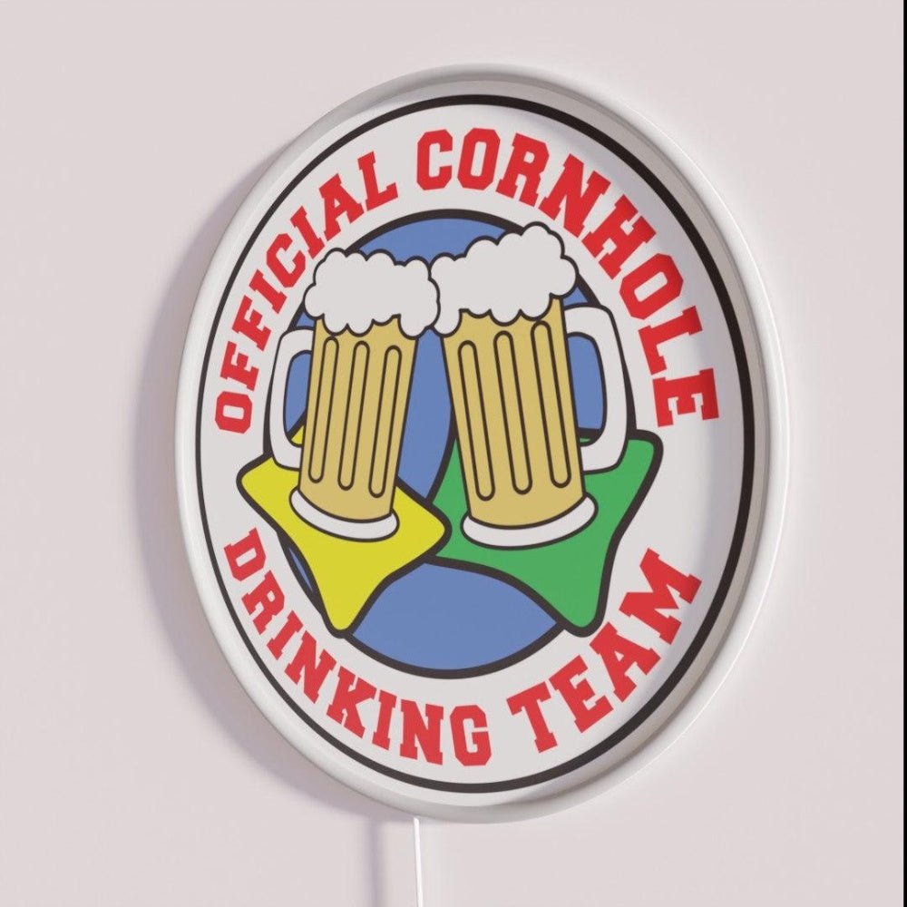 Official Cornhole Drinking Team Featuring Beers Rgb Led Neon Sign - Shineneon