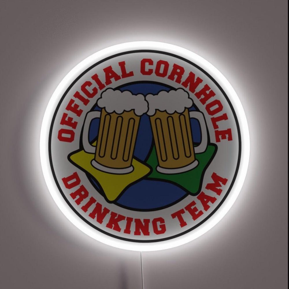 Official Cornhole Drinking Team Featuring Beers Rgb Led Neon Sign - Shineneon