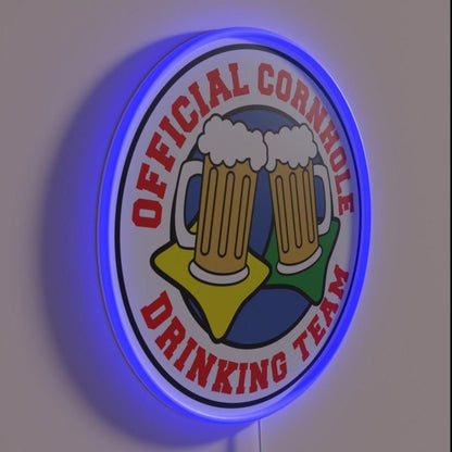 Official Cornhole Drinking Team Featuring Beers Rgb Led Neon Sign - Shineneon
