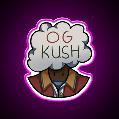 Og Kush Hemp Inspired Green Leaf Led Neon Sign Rgb Color - Neon sign mounted on wall in room