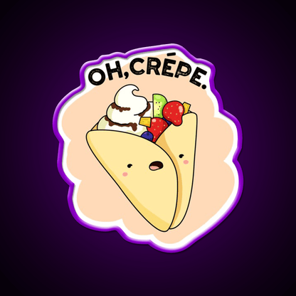 Oh Crepe Funny Food Puns Snack Food Led Neon Sign Rgb Color - Shineneon