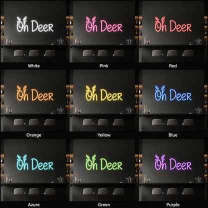 Oh Deer Reindeer LED Neon Sign day and night comparison