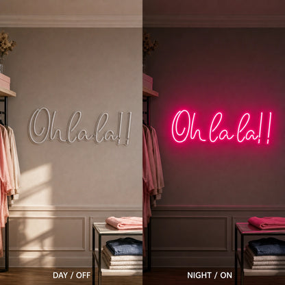 Oh La LED Neon Sign Garage Man Cave Neon Sign day and night comparison