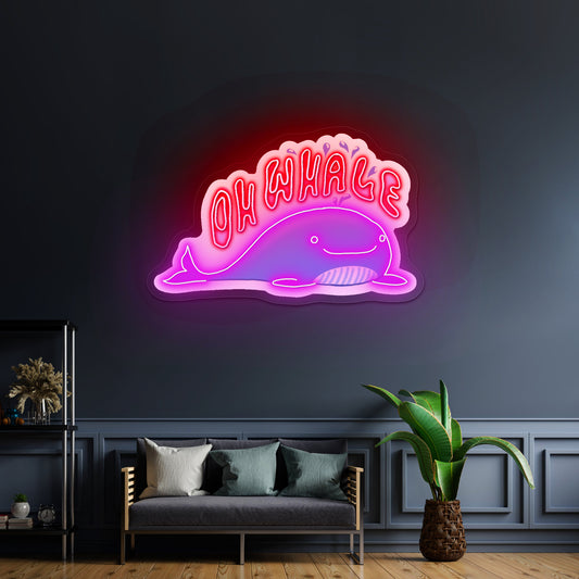 Oh Whale Blue Artwork Animal Neon Signs