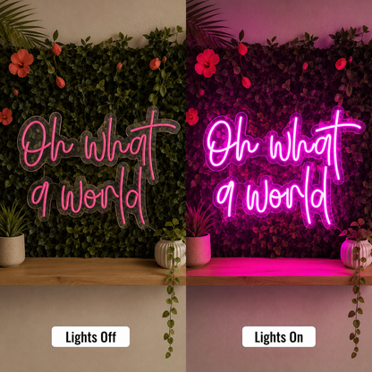 Oh What A World LED Neon Sign - 06 Day Night Comparison