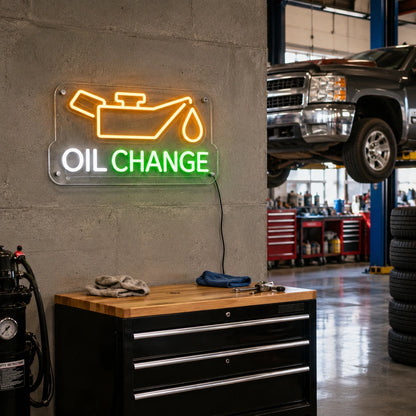 Oil Change Neon Sign LED Neon Sign real lifestyle scene