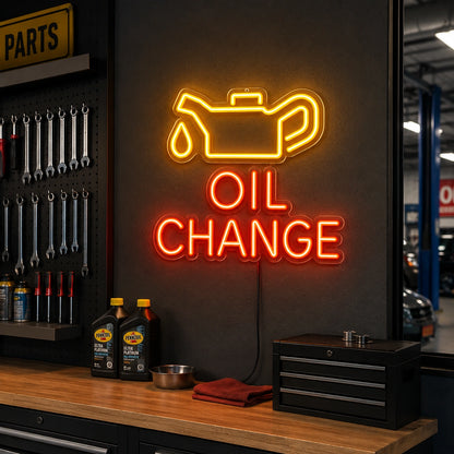 Oil Change Neon Sign Wall Art LED Neon Sign real lifestyle scene