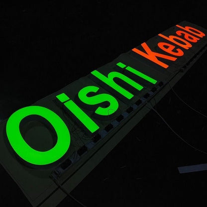 Oishi Kebab 3D Frontlit Channel Letters Led Light Sign - Shineneon