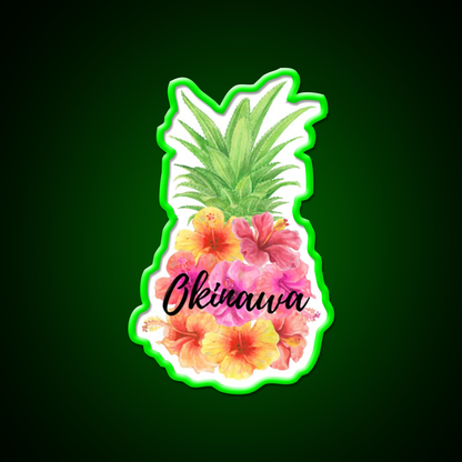 Okinawa Floral Pineapple Hibiscus Cocktail Bar Decor Led Neon Sign Rgb Color - LED neon sign view 8