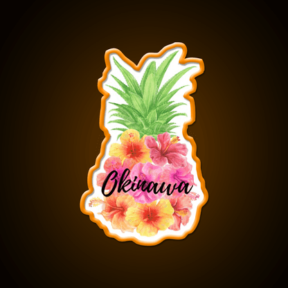 Okinawa Floral Pineapple Hibiscus Cocktail Bar Decor Led Neon Sign Rgb Color - Shineneon