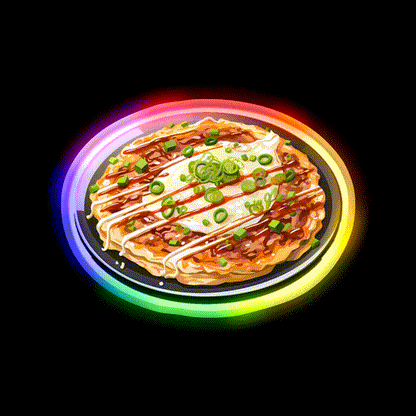 Okonomiyaki Japanese Pancake Snack Food Led Neon Sign Rgb Color - LED neon sign close-up detail