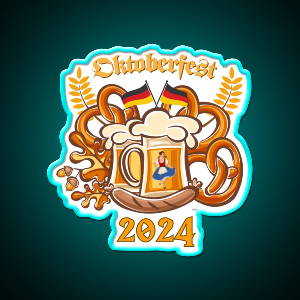 Oktoberfest 2024 German Beer Festival Beer Bar Decor Led Neon Sign Rgb Color - Size and dimension reference
