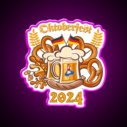 Oktoberfest 2024 German Beer Festival Beer Bar Decor Led Neon Sign Rgb Color - Neon sign mounted on wall in room
