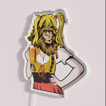 Oktoberfest Beer Drinking Bigfoot Girl Fraulein Rgb Led Neon Sign - Shineneon