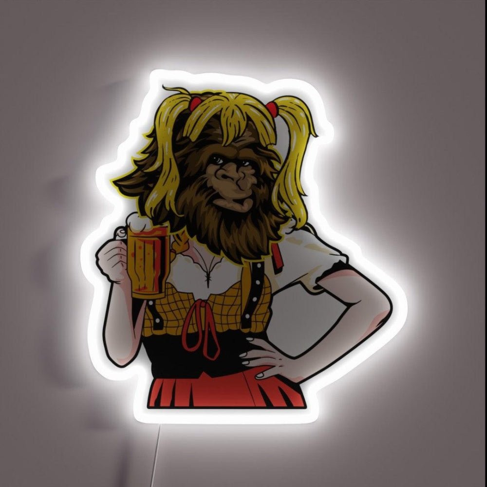 Oktoberfest Beer Drinking Bigfoot Girl Fraulein Rgb Led Neon Sign - Shineneon