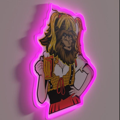 Oktoberfest Beer Drinking Bigfoot Girl Fraulein Rgb Led Neon Sign - Shineneon