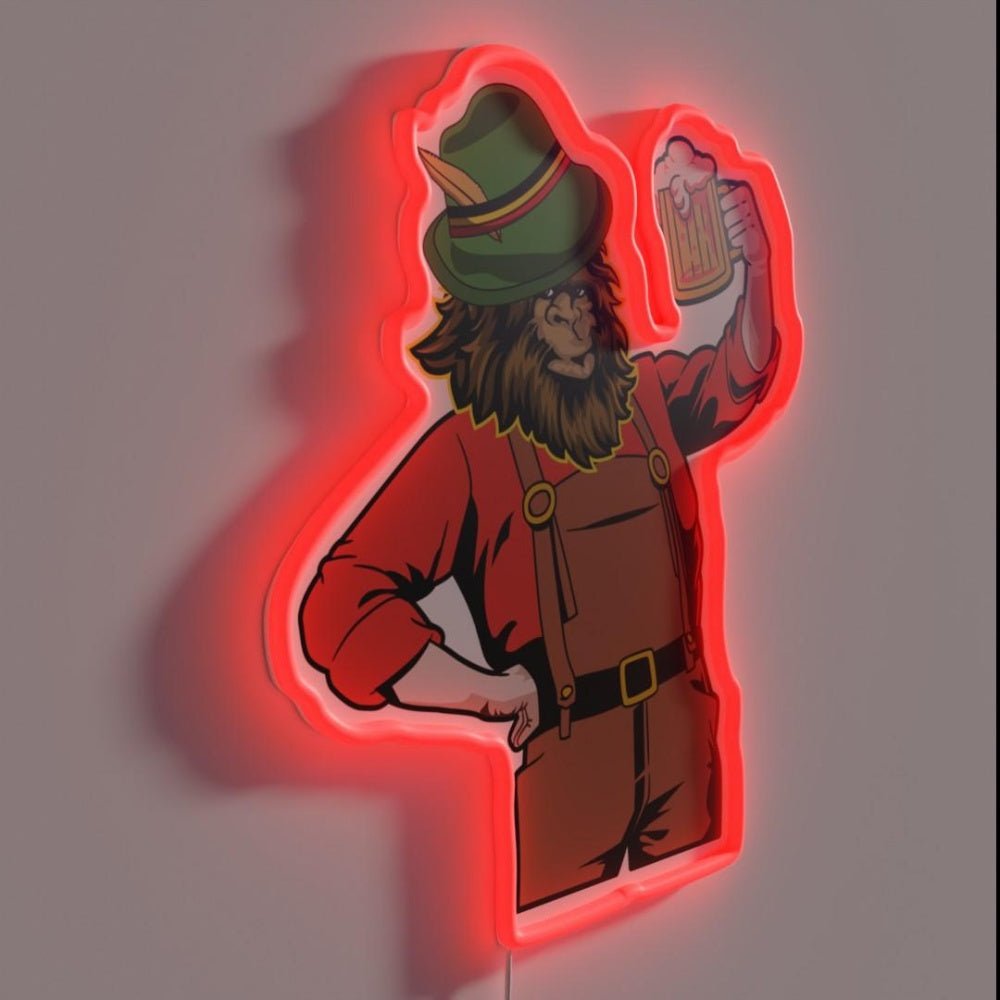 Oktoberfest Beer Drinking Bigfoot Rgb Led Neon Sign - Shineneon