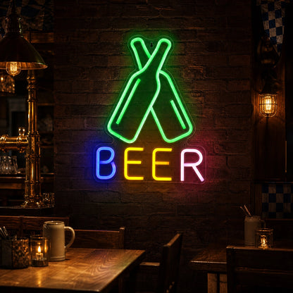 Oktoberfest Cheers Beer Bottle LED Neon Sign Garage Man Cave Neon Sign high-converting product image
