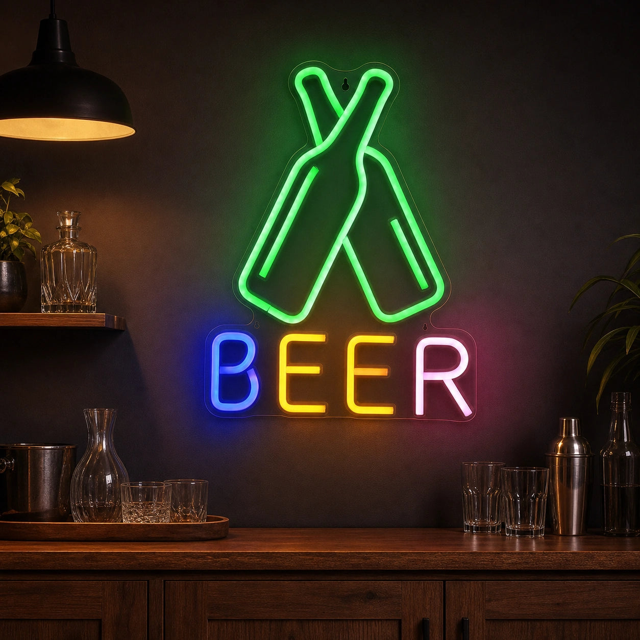Oktoberfest Cheers Beer Bottle LED Neon Sign Garage Man Cave Neon Sign real lifestyle scene