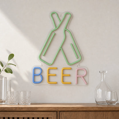 Oktoberfest Cheers Beer Bottle LED Neon Sign Garage Man Cave Neon Sign size image