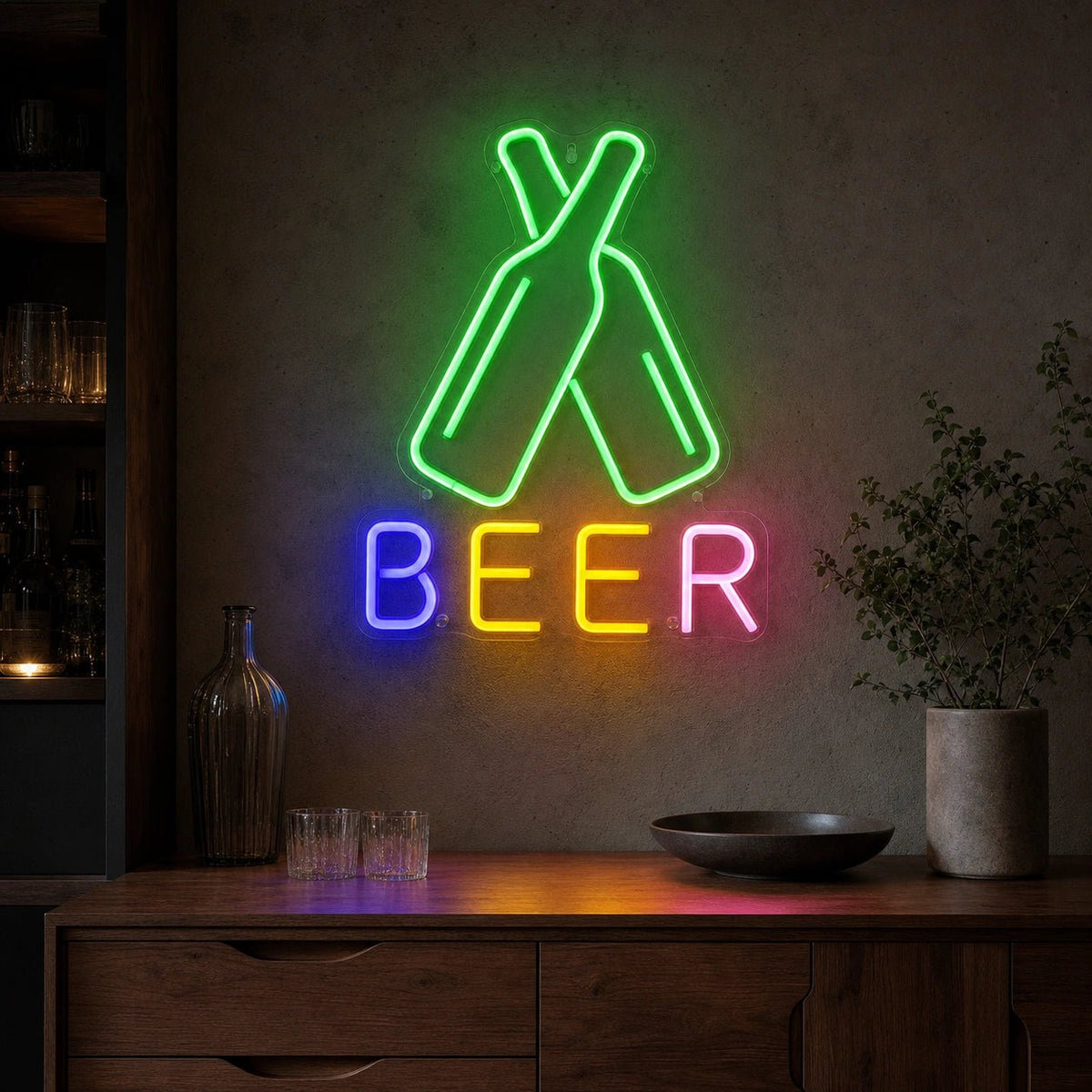 Oktoberfest Cheers Beer Bottle LED Neon Sign Man Cave Neon Sign - Shineneon
