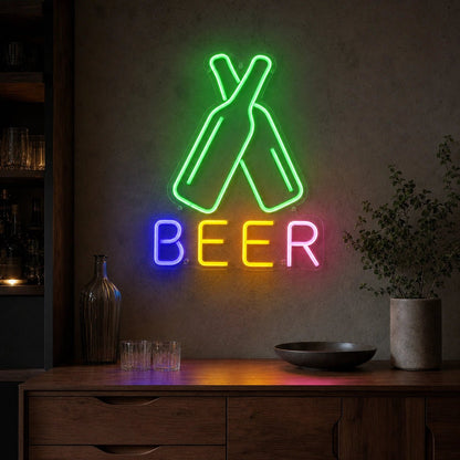 Oktoberfest Cheers Beer Bottle LED Neon Sign Man Cave Neon Sign - Shineneon