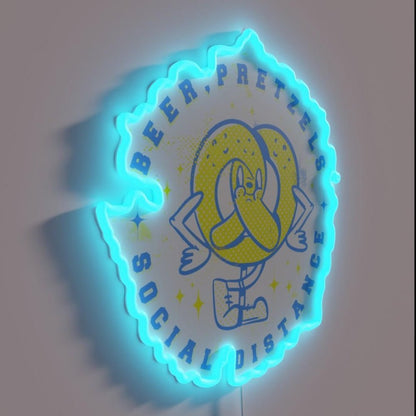 Oktoberfest Social Distancing Covid Pretzel Ockdown Rgb Led Neon Sign - Shineneon