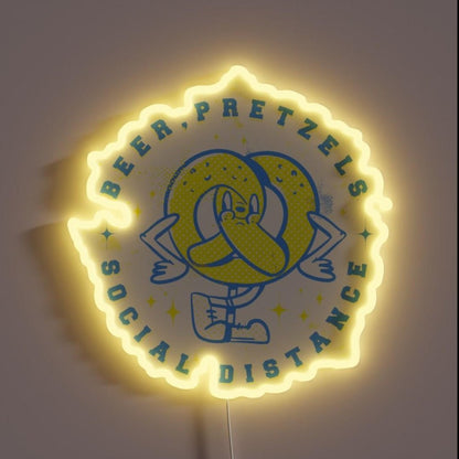 Oktoberfest Social Distancing Covid Pretzel Ockdown Rgb Led Neon Sign - Shineneon